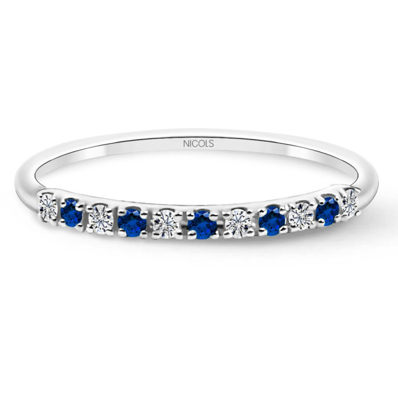 Anillo Diamantes Zafiro Azalea 0.08 Oro Blanco - Bagues en saphir