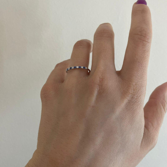 Anillo Diamantes Zafiro Azalea 0.08 Oro Blanco - Anillos de Zafiro
