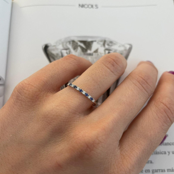 Anillo Diamantes Zafiro Azalea 0.08 Oro Blanco - Anillos de Zafiro
