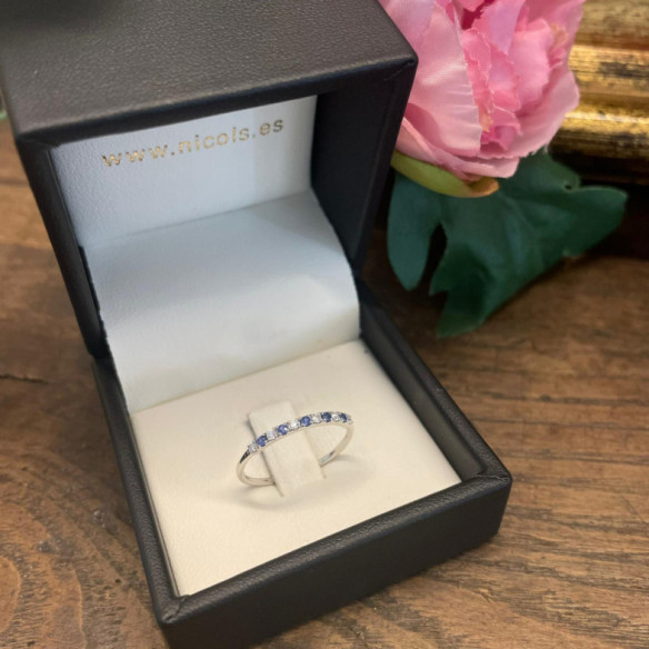 Anillo Diamantes Zafiro Azalea 0.08 Oro Blanco - Anillos de Zafiro