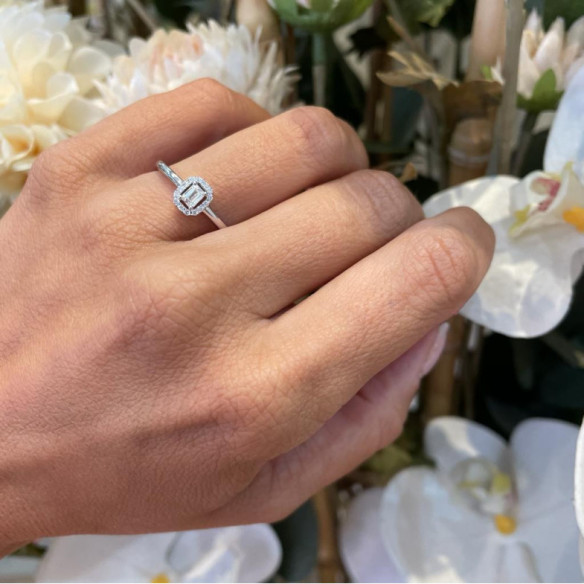 Anillo diamantes Angie talla Esmeralda 0.35 - Anillos Compromiso Aniversario