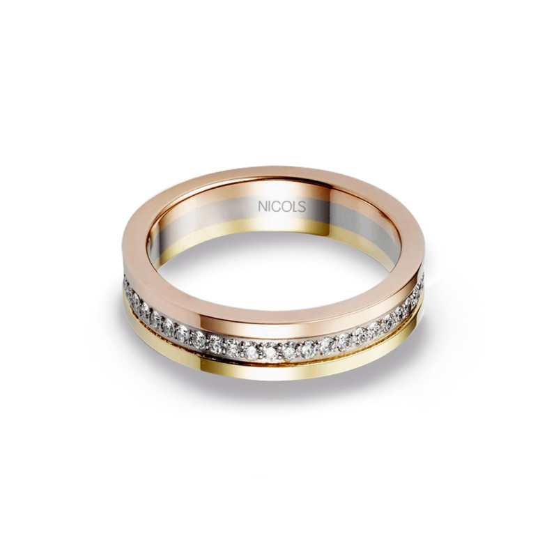 Anillo Diamantes Eternity Chloe 4mm Tres Oros - Anéis Eternidade completa aliança