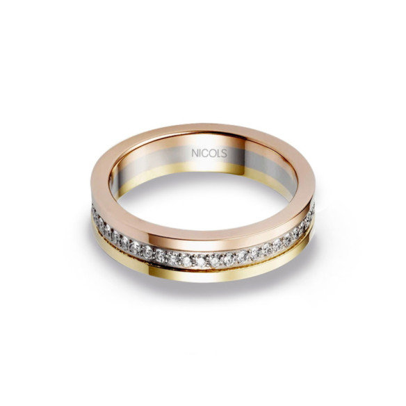 Anillo Diamantes Eternity Chloe 4mm Tres Oros - Anillos Eternity Alianza Completa