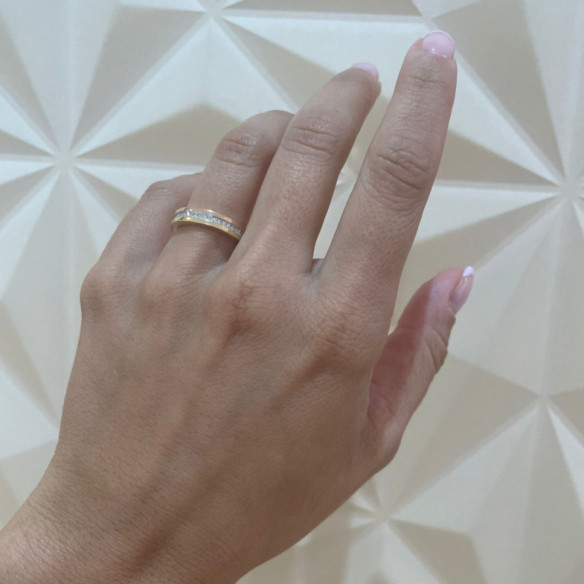 Anillo Diamantes Eternity Chloe 4mm Tres Oros - Anillos Eternity Alianza Completa