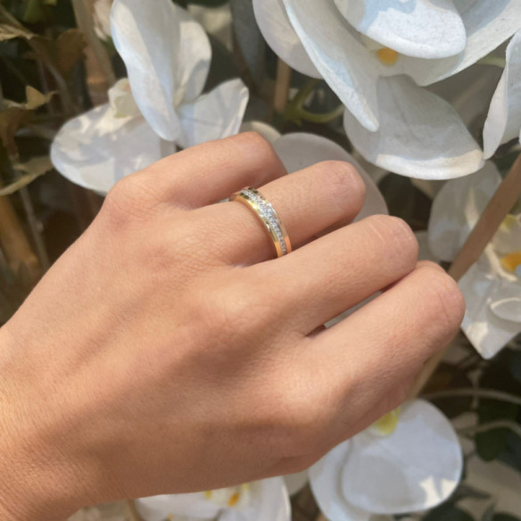 Anillo Diamantes Eternity Chloe 4mm Tres Oros - Anillos Eternity Alianza Completa