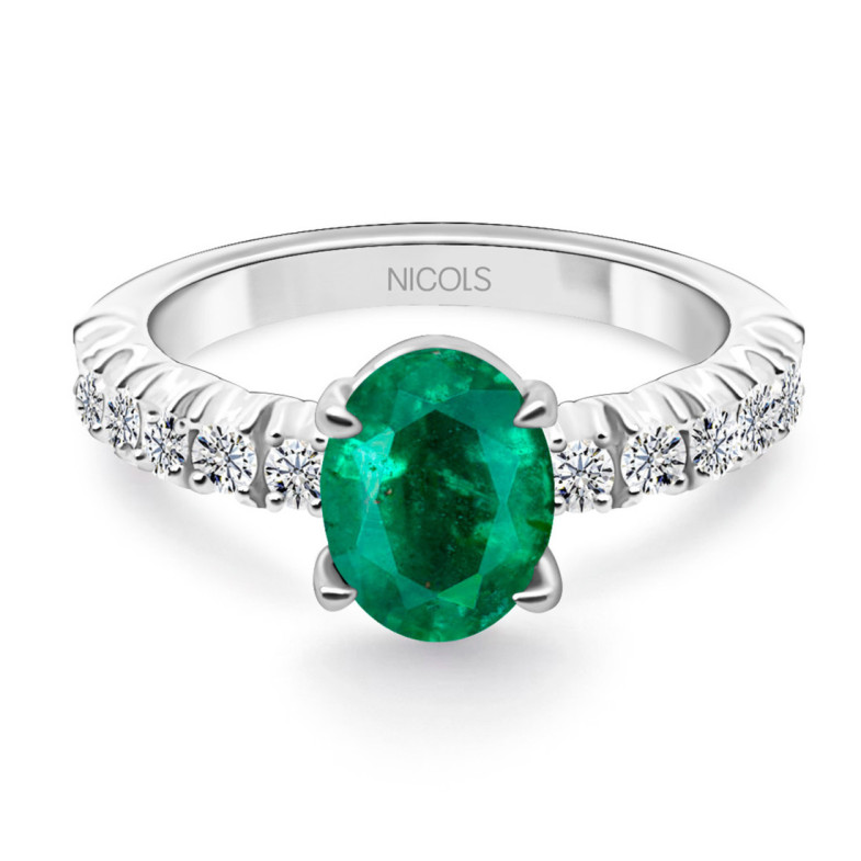 Anillo Esmeralda oval Lola 1.20 Quilates - Anillos de Compromiso Verde