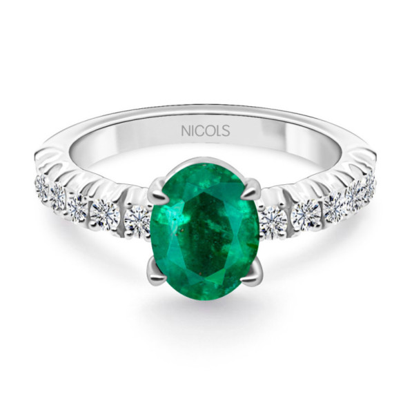 Anillo Esmeralda oval Lola 1.20 Quilates - Anillos de Compromiso Verde