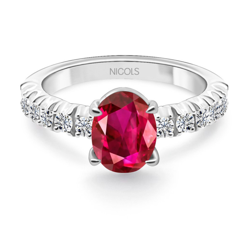 Anillo Rubí oval Lola 1,20 Quilates - Anillos de Compromiso Rojo