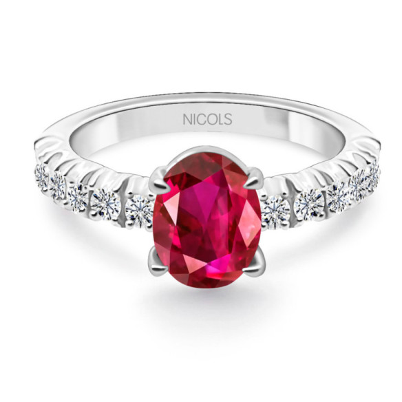 Anillo Rubí oval Lola 1,20 Quilates - Anillos de Compromiso Rojo