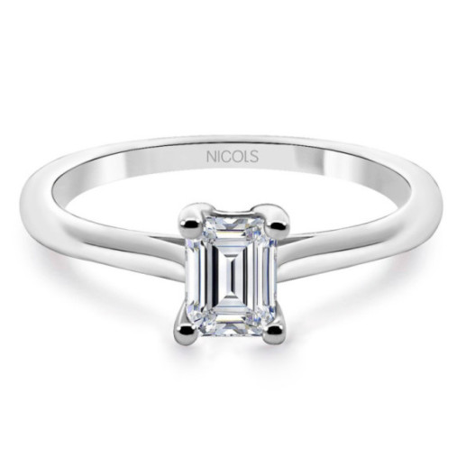 Anillo Diamante 0.45 Corte Esmeralda Compromiso Camille - Talla Esmeralda