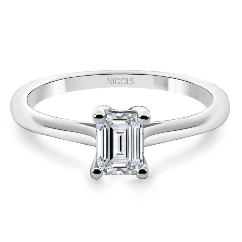 Anillo Diamante 0.45 Corte Esmeralda Compromiso Camille - Talla Esmeralda