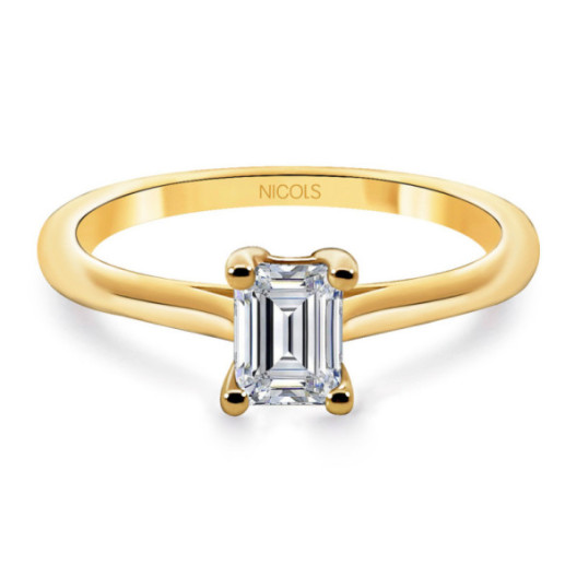 Anillo Solitario Diamante Talla Esmeralda Camille 0.45 - Talla Esmeralda