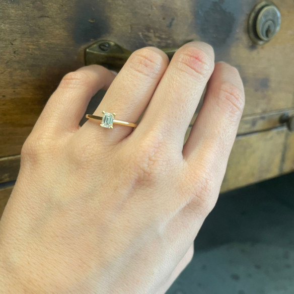 Anillo Solitario Diamante Talla Esmeralda Camille 0.45 - Smeraldo