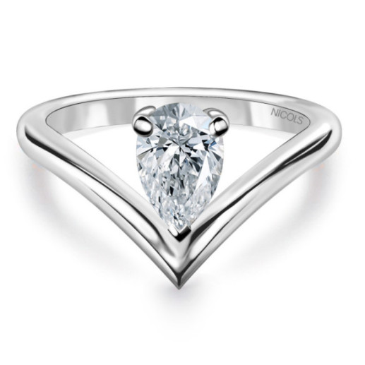 Pear Cut Paradise Diamond Solitaire Ring 0.50 Ct V-Ring - Talla Pera