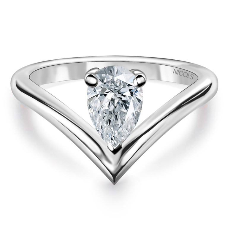 Anillo Solitario Diamante Pera Paradise 0.50 Ct - Talla Pera