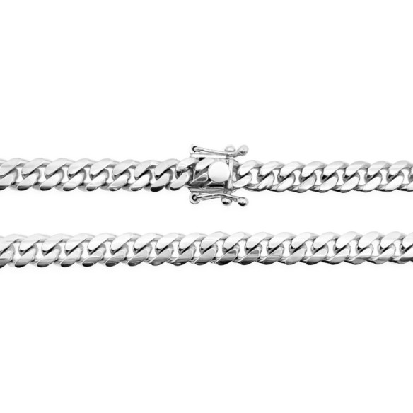 Pulsera Cubana 20cm Plata de Ley Maciza 925 7mm - Bijoux en argent