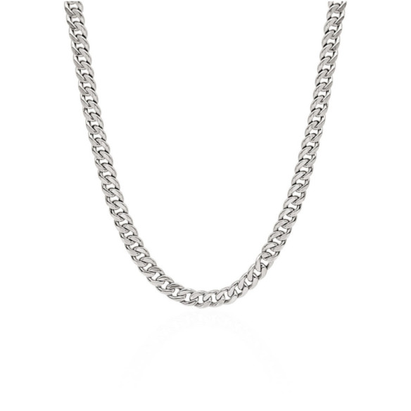 Cadena Cubana 60cm Plata de Ley Maciza 925 7mm - Joyas de Plata