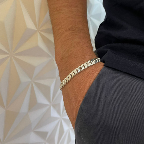 Pulsera Cubana 20cm Plata de Ley Maciza 925 - Joyas de Plata