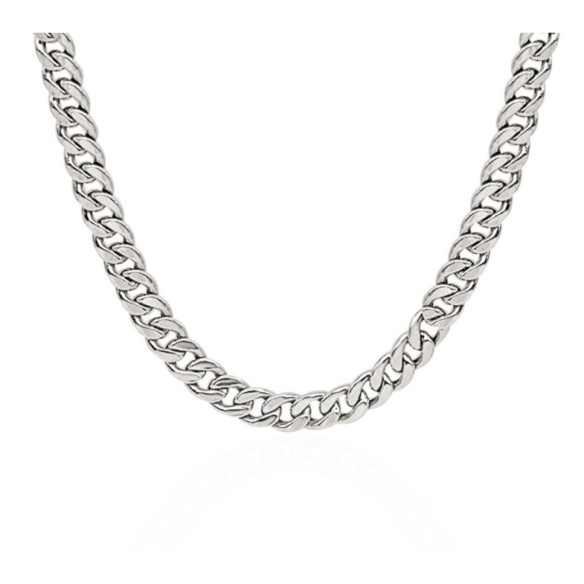 Cadena Cubana 60cm Plata de Ley Maciza 925 - Bijoux en argent