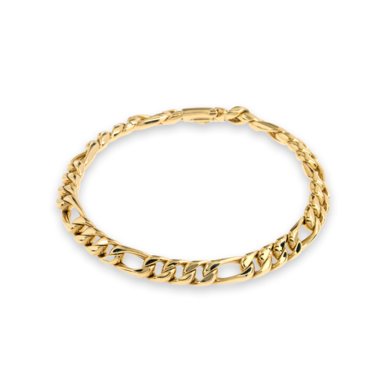 Pulsera Hombre Oro Amarillo Maciza 18K Figaro 3-1 - Pulseiras de homem