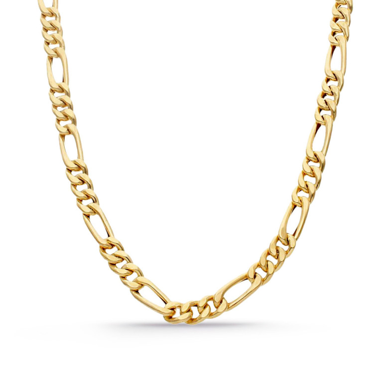 Cadena Hombre 60cm Oro Amarillo Maciza 18K Figaro 3-1 - Cadena Cubana