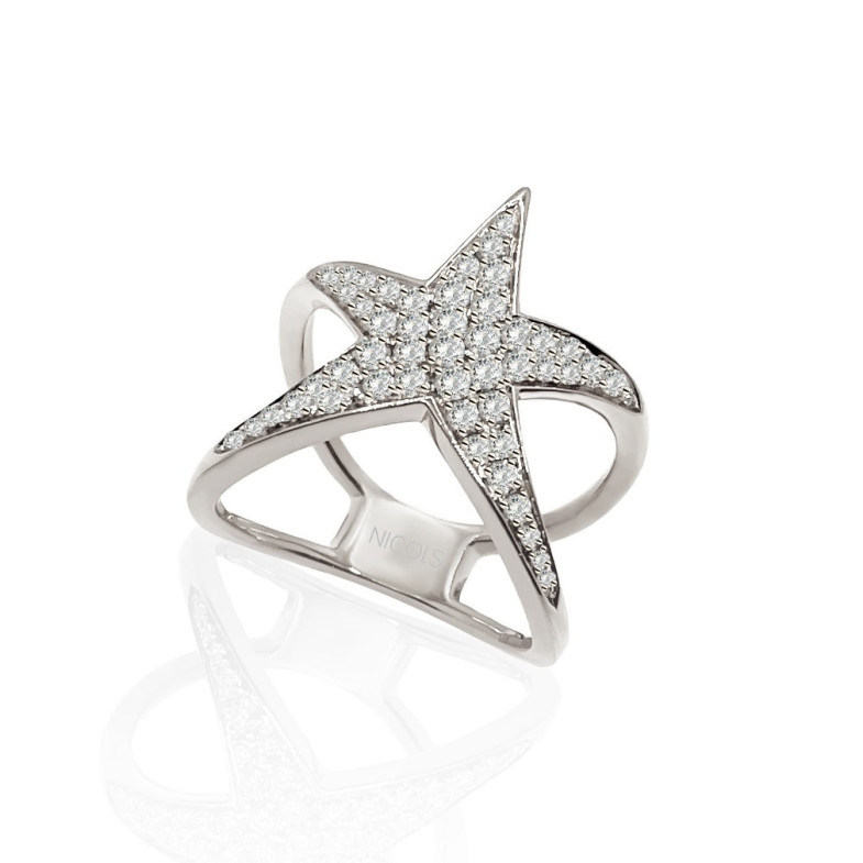 Anillo Oro Blanco Y Diamantes Estrella De Mar - diseños modernos