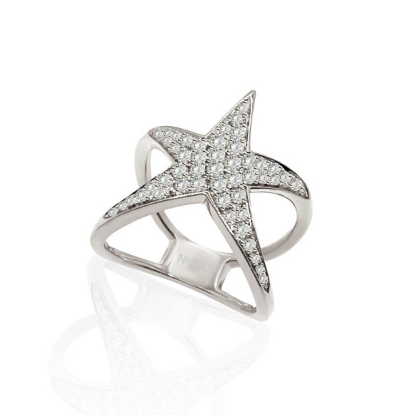 Anillo Oro Blanco Y Diamantes Estrella De Mar - moderne Designs