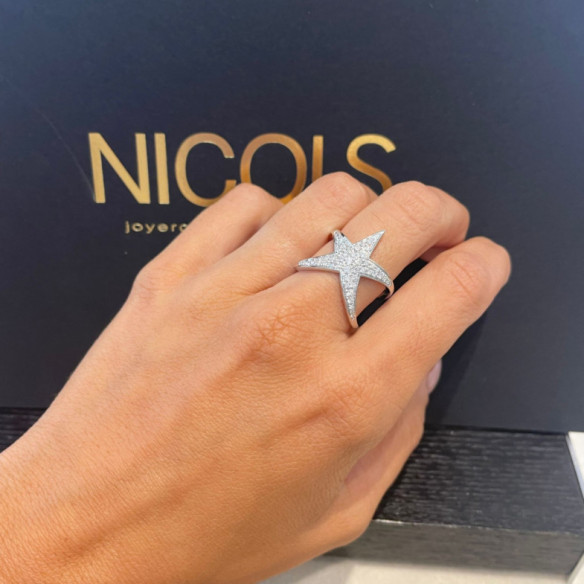 Anillo Oro Blanco Y Diamantes Estrella De Mar - diseños modernos