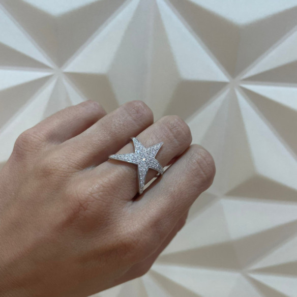 Anillo Oro Blanco Y Diamantes Estrella De Mar - designs modernos