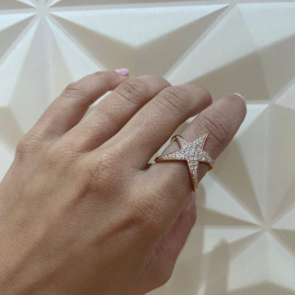 Anillo Oro Rosa Y Diamantes Estrella De Mar - Anillos Oro Rosa