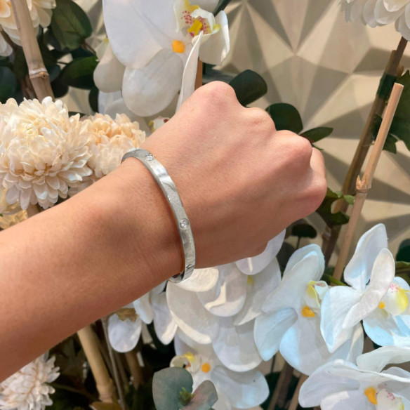 Brazalete de Oro Blanco y Diamantes Tornillos Armonía 5mm - Goldarmbänder