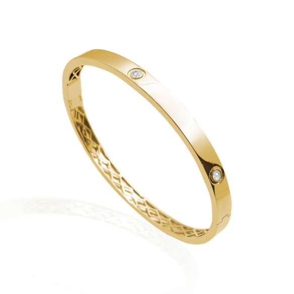Brazalete de Oro Amarillo y Diamantes Tornillos Armonia 5mm - PULSERAS