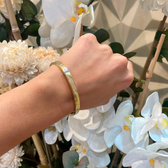 Brazalete de Oro Amarillo y Diamantes Tornillos Armonia 5mm - BRACCIALI