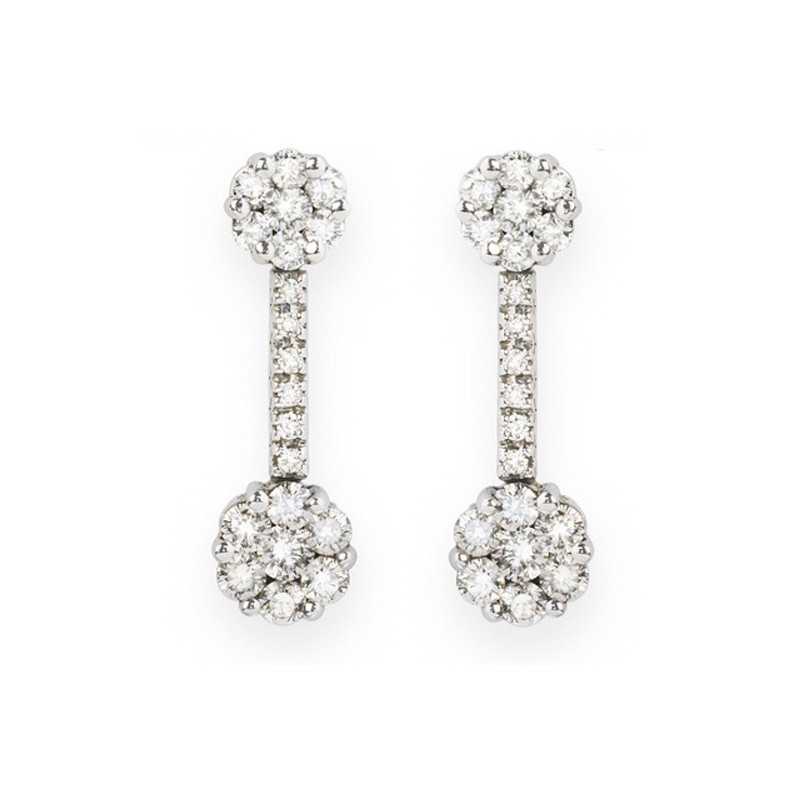 Orecchini di diamanti Camelia Doppia 1.38 - Orecchini della sposa