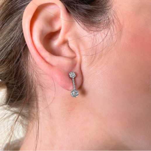Pendientes Diamantes Camelia Doble 1.38 - Pendientes de Novia 2