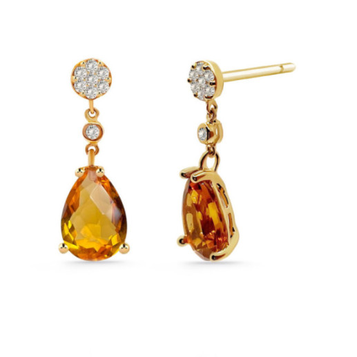 Pendientes Diamantes Leonor Citrinos - Pendientes Piedras de Colores