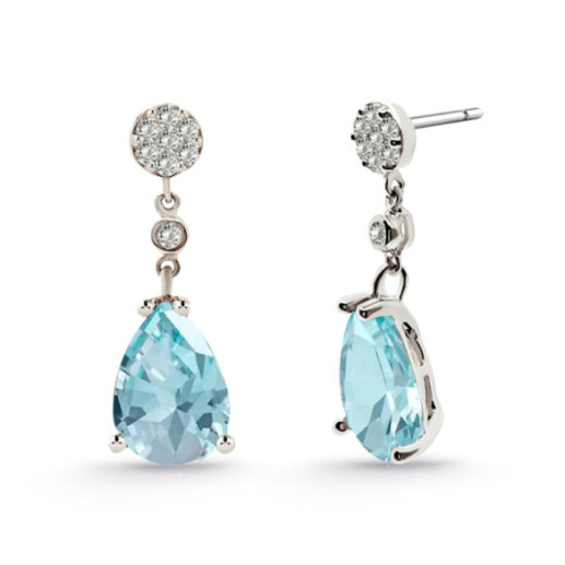 Diamond Earrings LEONOR Blue topaz - Colored Gemstone Earrings