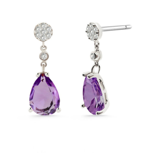 Diamond Earrings LEONOR Amethysts Purple - Colored Gemstone Earrings