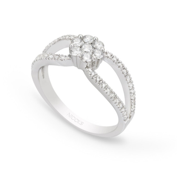 Anillo Diamantes Camelia Onda - rosetón