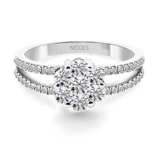 Anillo Diamantes Camelia Doble - Talla Brillante