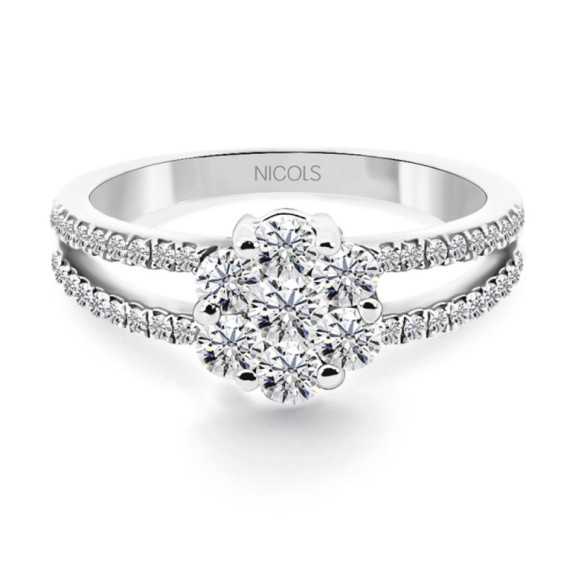 Anillo Diamantes Camelia Doble - Talla Brillante