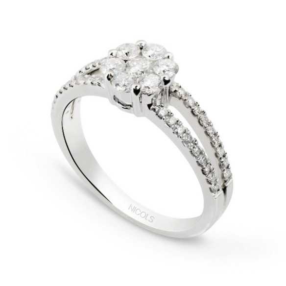 Anillo Diamantes Camelia Doble - Talla Brillante