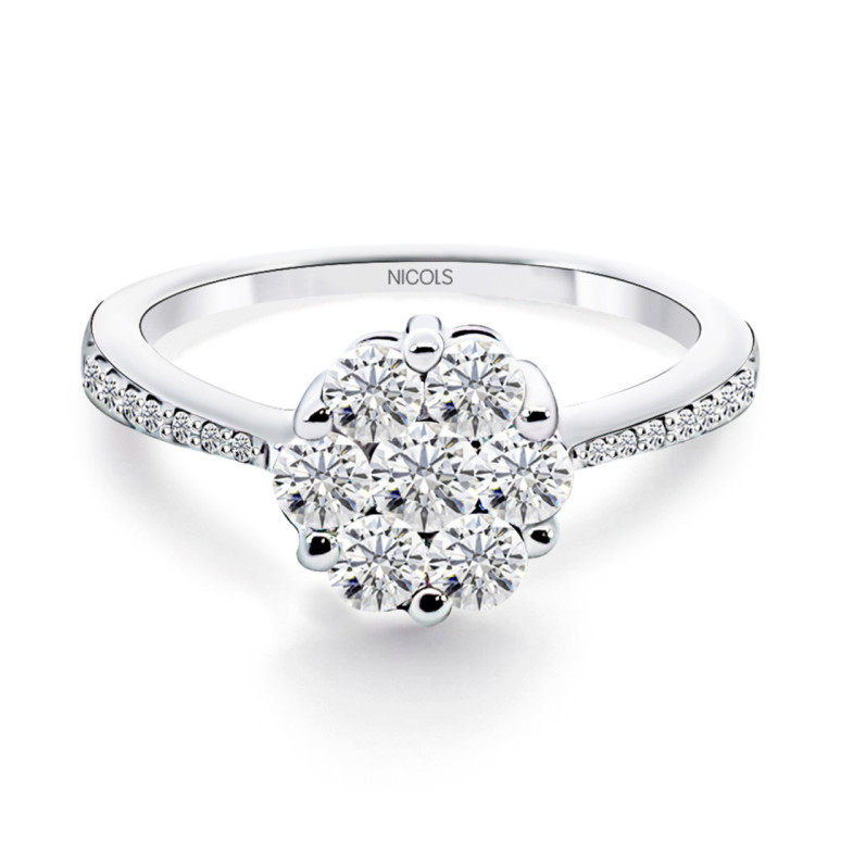 Anillo Compromiso Camelia 1.00 - Weiß golden einsam