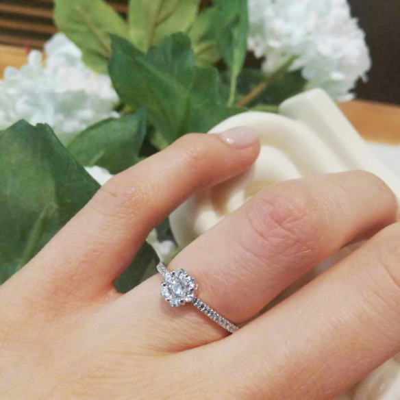 Anillo Compromiso Camelia 1.00 - Weiß golden einsam