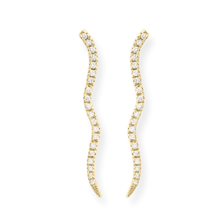 Pendientes Barra Onda Diamantes Wave - Boucles d’oreilles