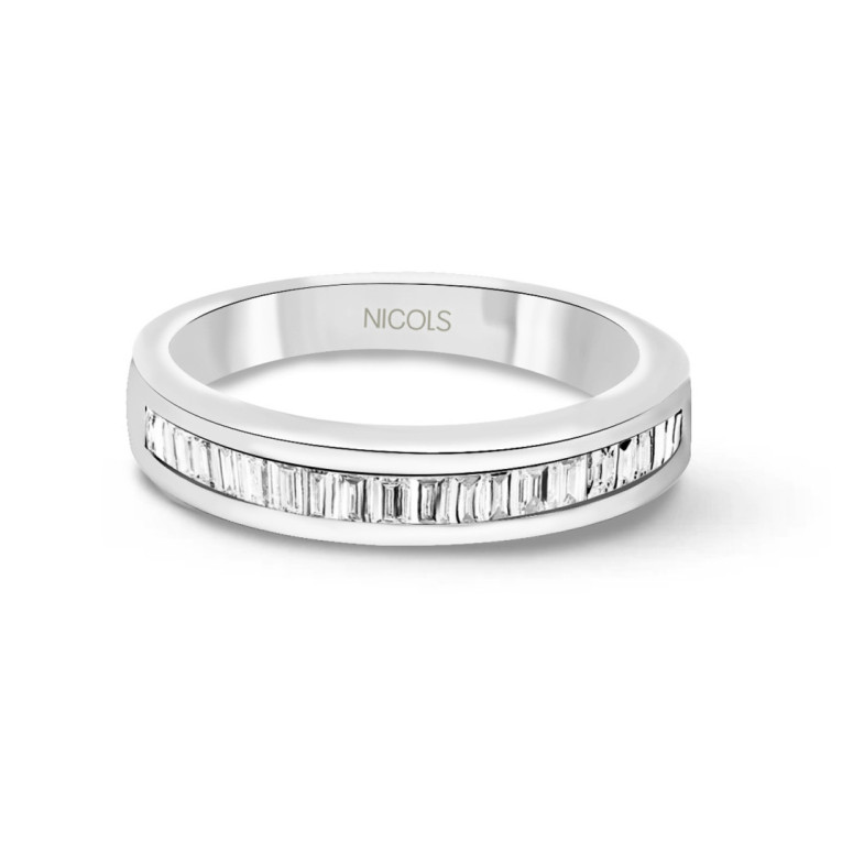 Anillo Alianza Abelia 0.40 Oro Blanco - Alianzas de Baguette