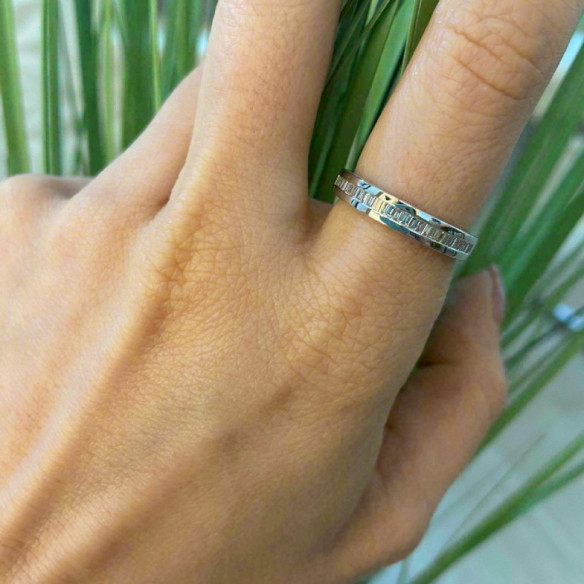 Anillo Alianza Abelia 0.40 Oro Blanco - Alliances baguette