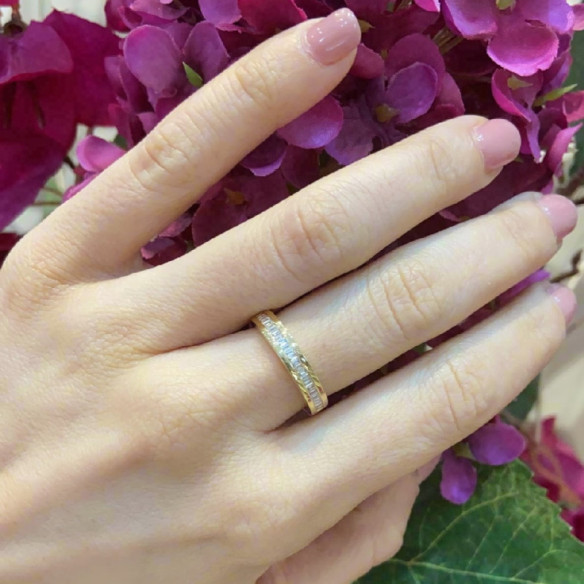 Anillo Alianza Abelia 0.40 Oro Amarillo - Talla Baguette