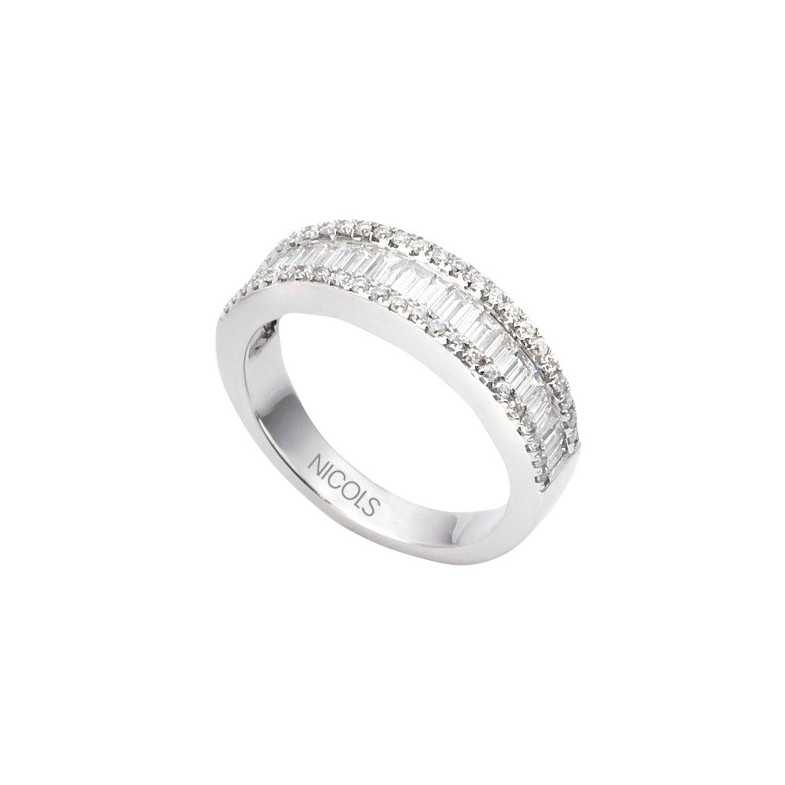 Anillo Diamantes Abelia 0.85 Oro Blanco - Alianzas de Baguette