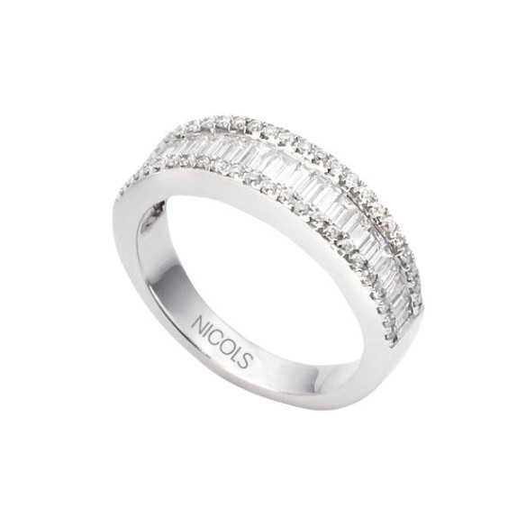 Anillo Diamantes Abelia 0.85 Oro Blanco - Alianzas de Baguette